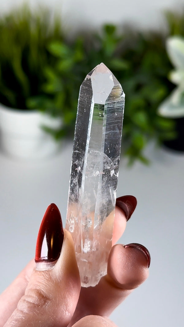 Water Clear Colombian Lemurian Quartz DOW Crystal with "Blue Mist" / "Blue Smoke" (aka Blue Needles)