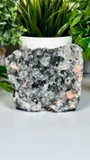 Black Diamond Apophyllite with Stilbite • Large Self-Standing Apophyllite, Stilbite & Black Chalcedony Crystal Specimen from India