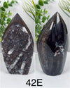 Druzy Quartz & Chalcedony Freeform Flame Carvings • Choose Your Own!