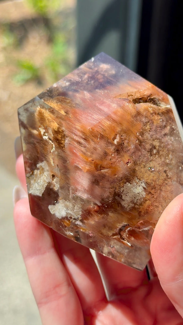 Pink Amphibole Quartz with Lodalite from Itacambira, Brazil