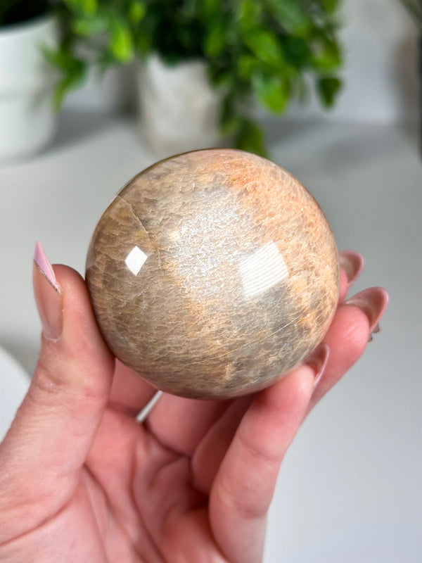 Flashy Peach Moonstone Sphere from Madagascar