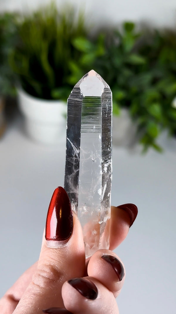 Water Clear Colombian Lemurian Quartz DOW Crystal with "Blue Mist" / "Blue Smoke" (aka Blue Needles)