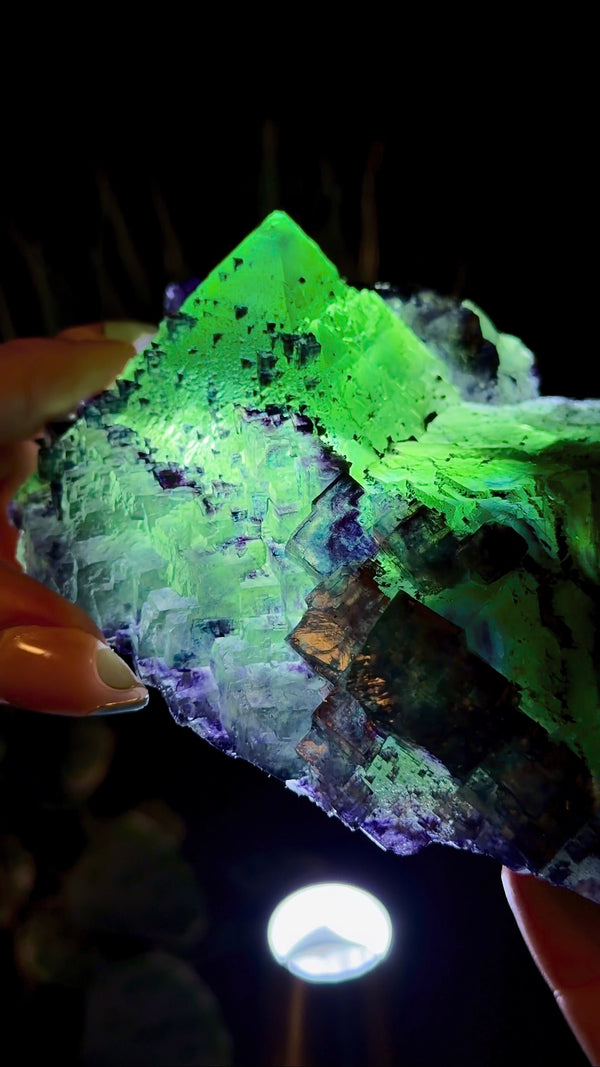 Octahedral Green, Purple & Blue Fluorite With Second Generation Purple Cubic Fluorite Crystallization and Pyrite Associations from Huaiyu Mountain, Shangrao City, Jiangxi Province, China