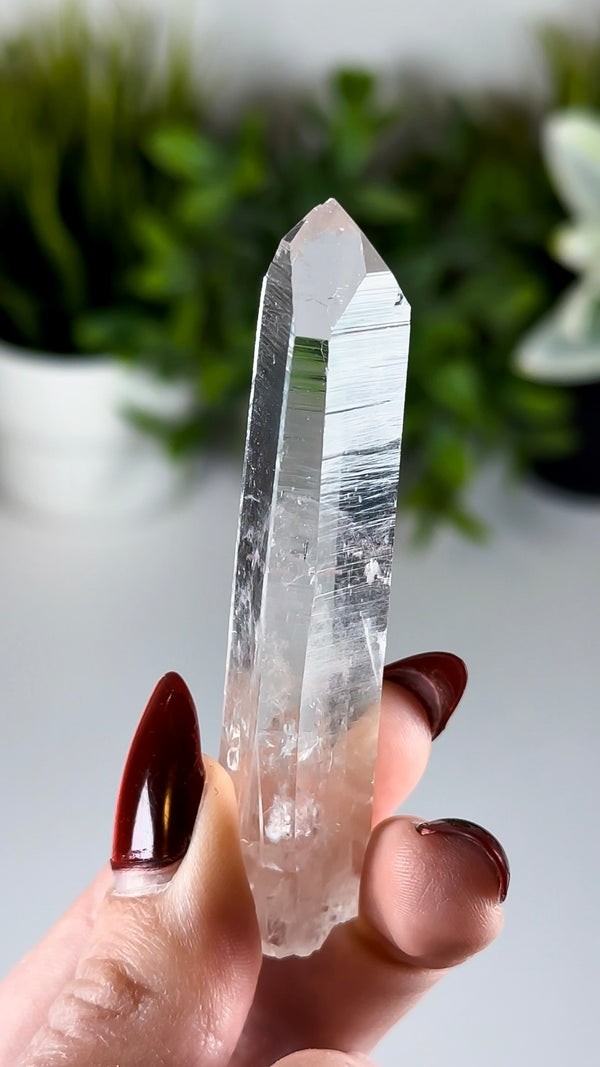 Water Clear Colombian Lemurian Quartz DOW Crystal with "Blue Mist" / "Blue Smoke" (aka Blue Needles)