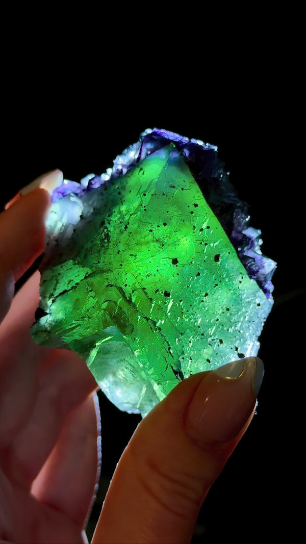 Octahedral Green, Purple & Blue Fluorite With Second Generation Purple Cubic Fluorite Crystallization and Pyrite Associations from Huaiyu Mountain, Shangrao City, Jiangxi Province, China