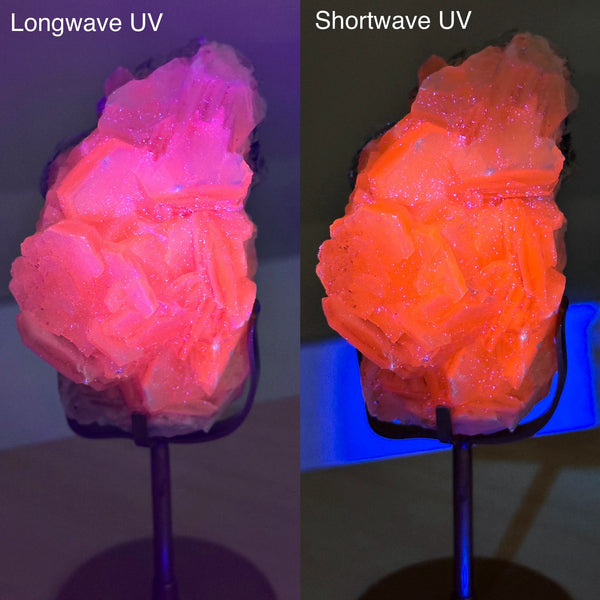 Sandwich Calcite Specimen with Custom Display Base from Fujian, China • UV Reactive!