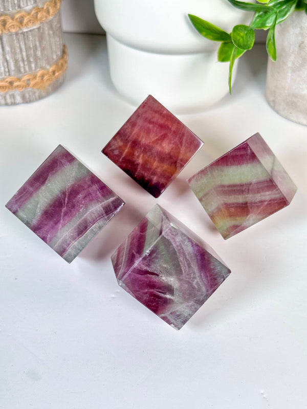 Rainbow Fluorite Corner Cut Cubes • Choose Your Own!