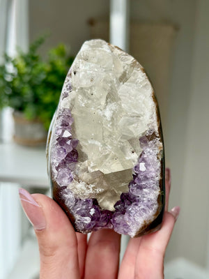 Druzy Amethyst With Calcite Free Form From Uruguay #2