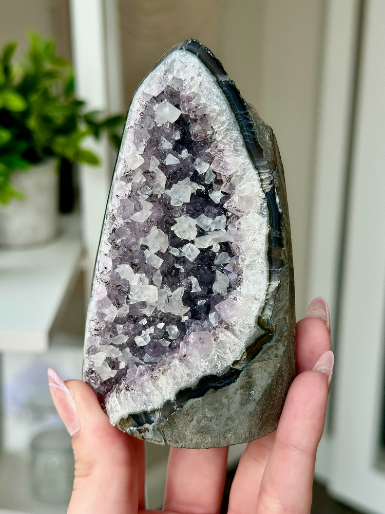 Druzy Amethyst With Calcite Free Form From Uruguay #1