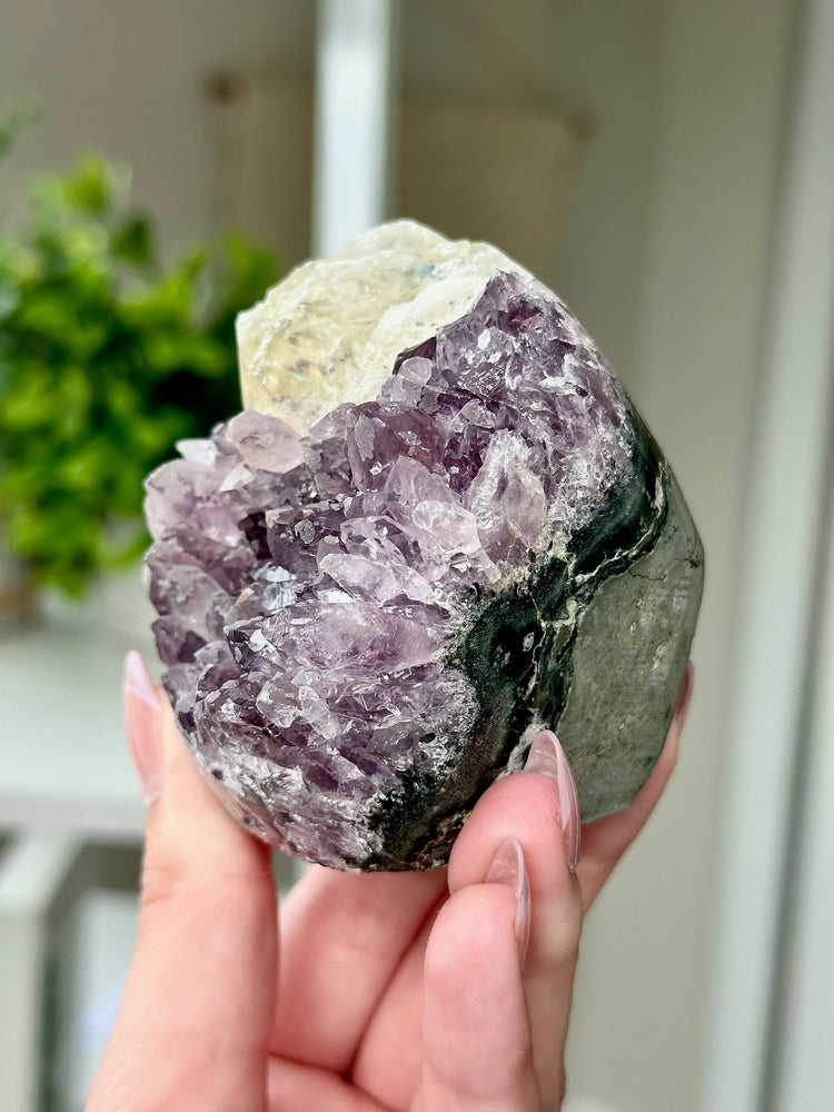 Druzy Amethyst With Calcite Free Form From Uruguay #8