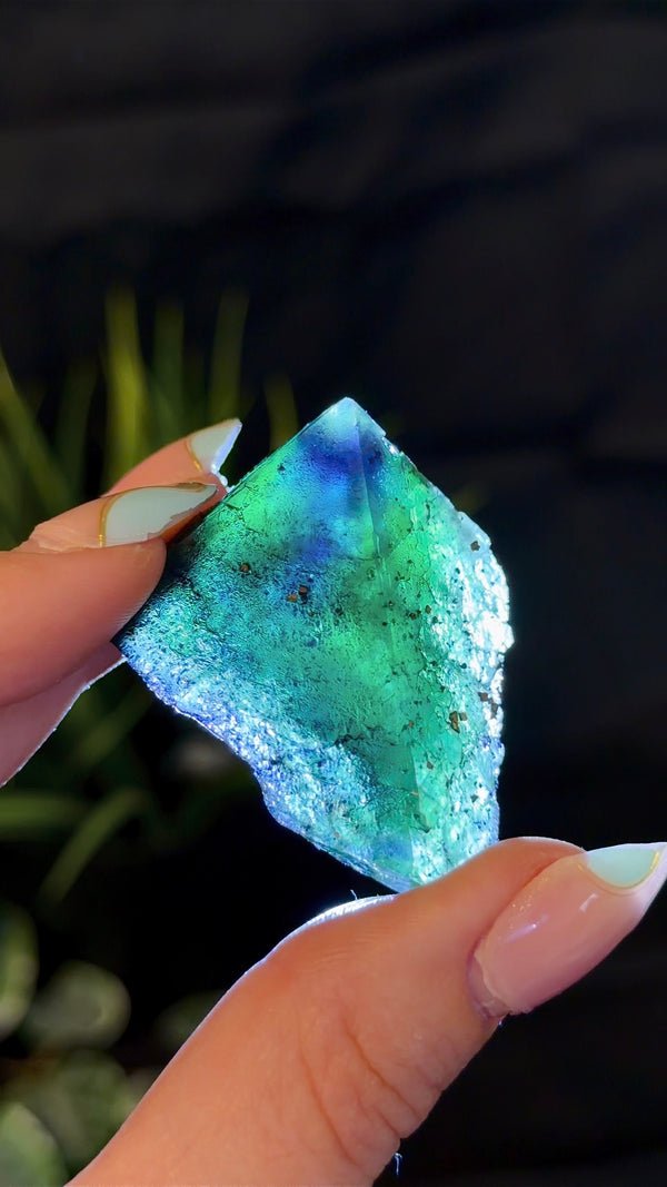 Octahedral Green, Purple & Blue Fluorite With Second Generation Purple Cubic Fluorite Crystallization and Pyrite Associations from Huaiyu Mountain, Shangrao City, Jiangxi Province, China