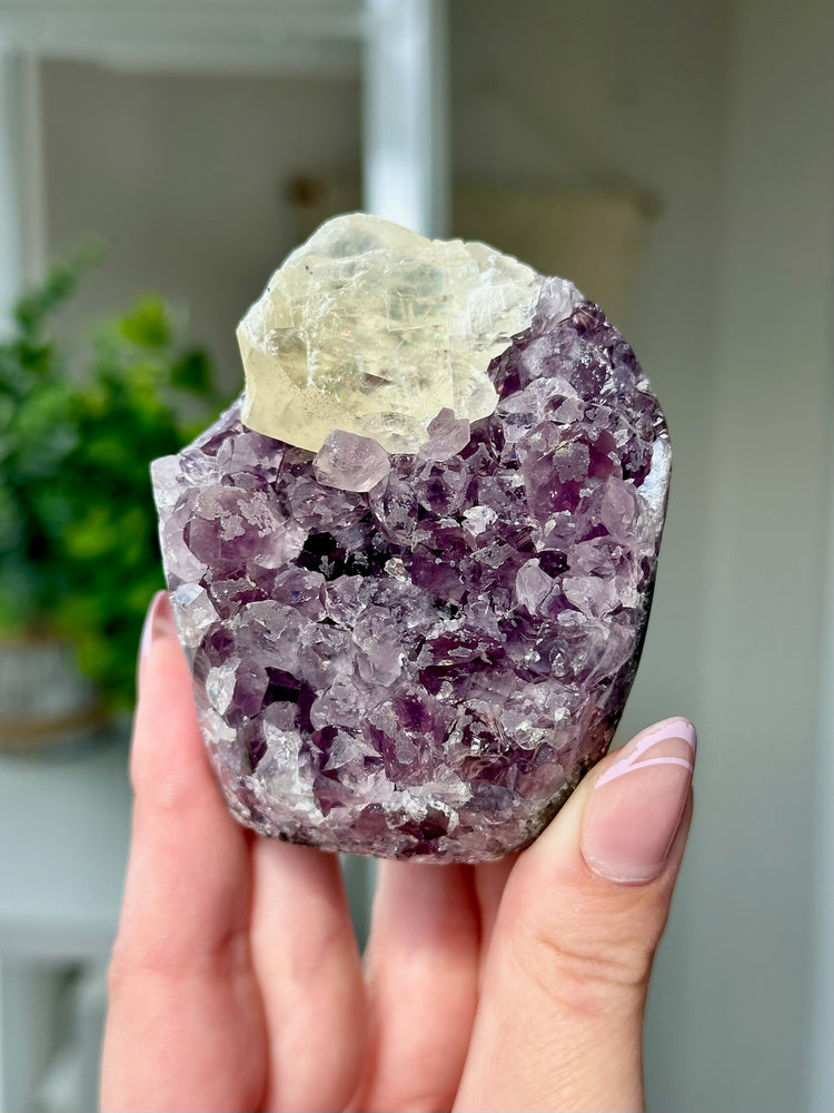 Druzy Amethyst With Calcite Free Form From Uruguay #8