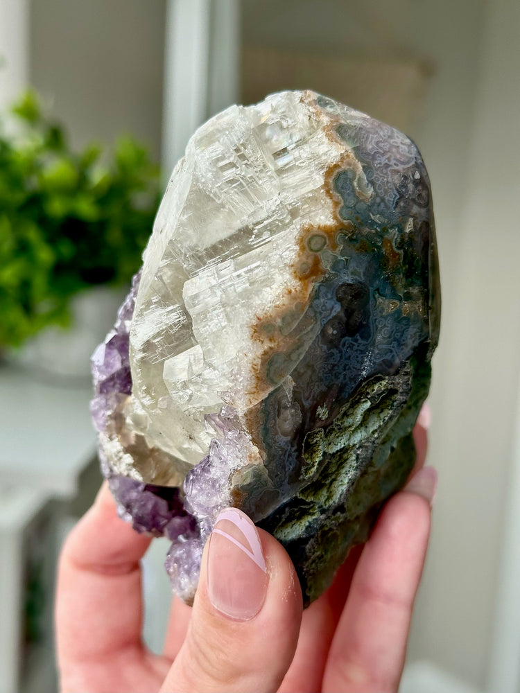 Druzy Amethyst With Calcite Free Form From Uruguay #2