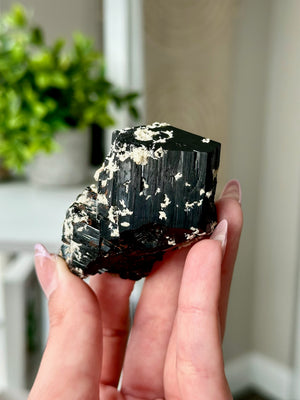 Namibian Mercedes Schorl With Calcite