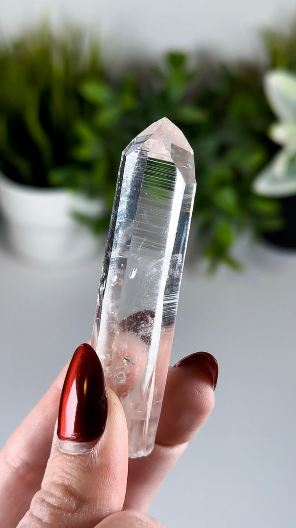 Water Clear Colombian Lemurian Quartz DOW Crystal with "Blue Mist" / "Blue Smoke" (aka Blue Needles)