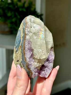 Druzy Amethyst With Calcite Free Form From Uruguay #2