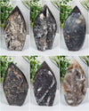 Druzy Quartz & Chalcedony Freeform Flame Carvings • Choose Your Own!