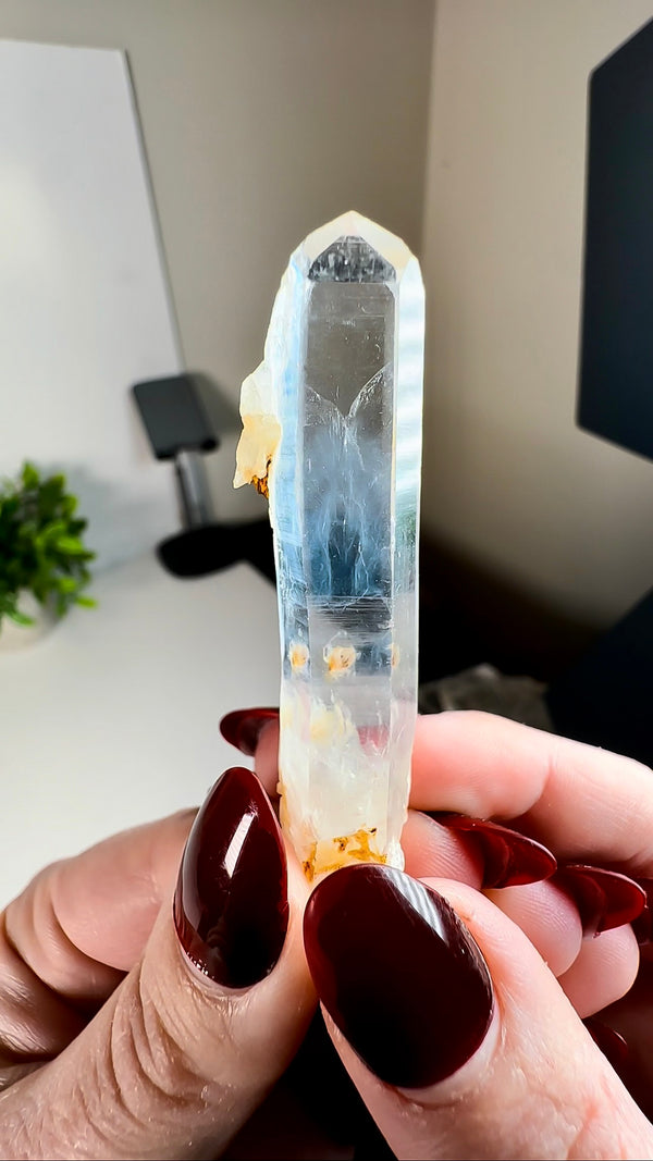 Water Clear Colombian Lemurian Quartz with "Blue Mist" / "Blue Smoke" (aka Blue Needles) & Mini Manifestation / Penetrator Quartz Crystals!
