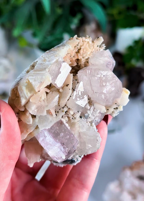 Lavender Calcite with Chalcopyrite from Daye, Hubei, China
