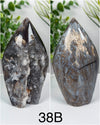 Druzy Quartz & Chalcedony Freeform Flame Carvings • Choose Your Own!