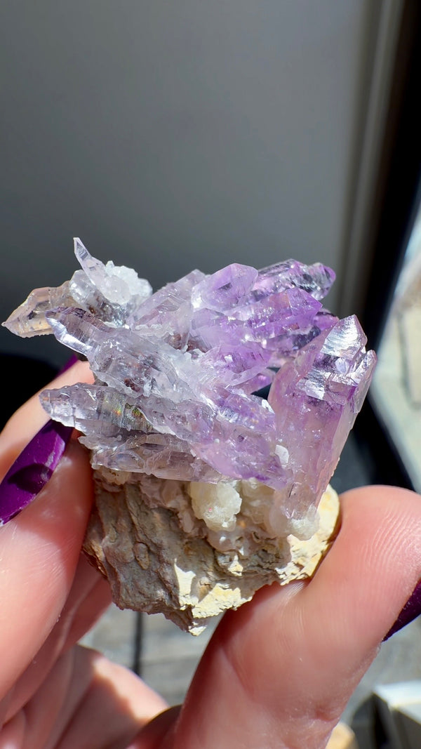 Amethyst "Flowers" with Sceptres, Reverse Sceptres & Calcite Associations on Matrix from "La Troje" Mine in Veracruz, Mexico (New Find!)