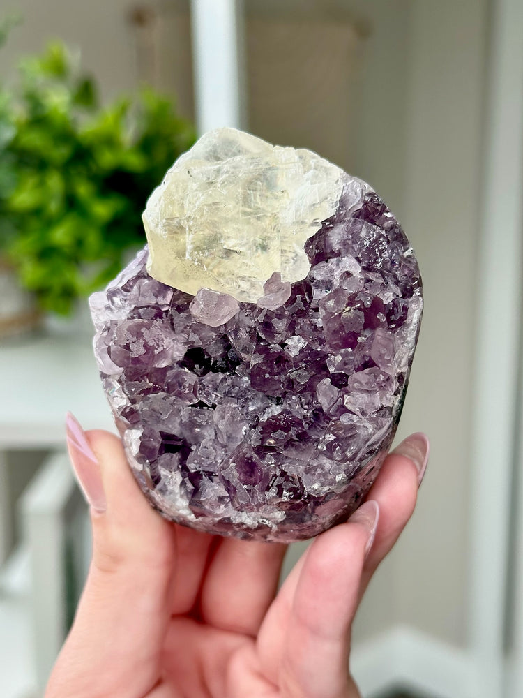 Druzy Amethyst With Calcite Free Form From Uruguay #8