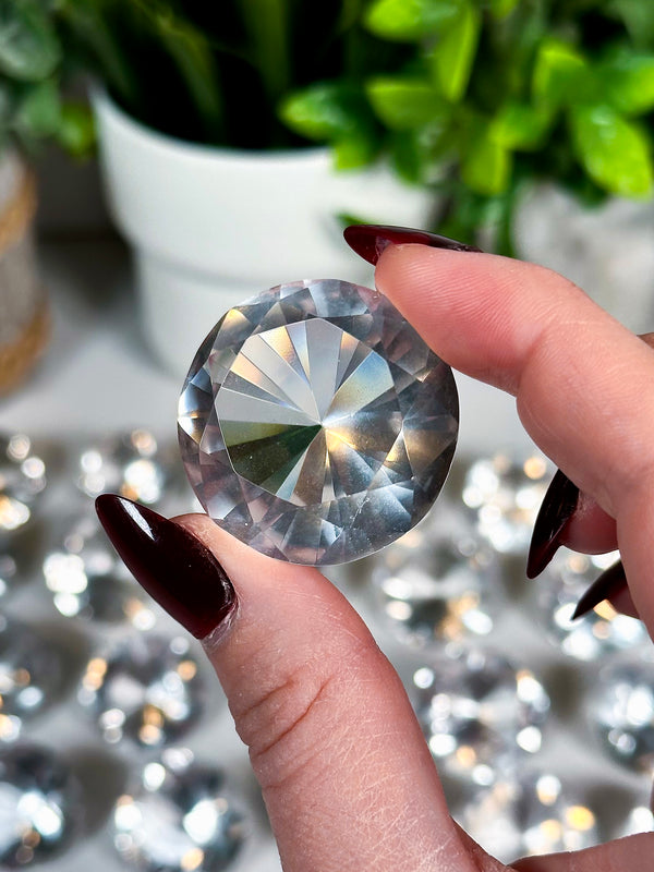 Clear Quartz Diamond Cut Faceted Gems from Brazil • Choose Between 3 Sizes!
