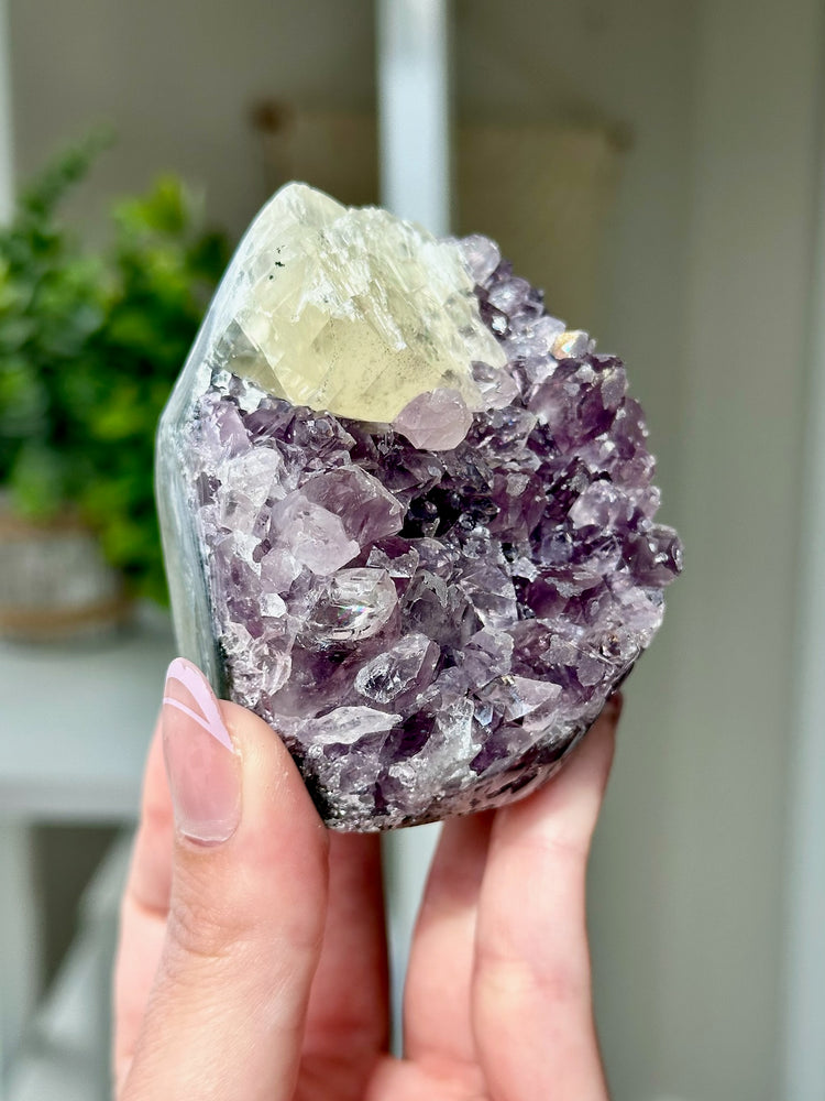 Druzy Amethyst With Calcite Free Form From Uruguay #8