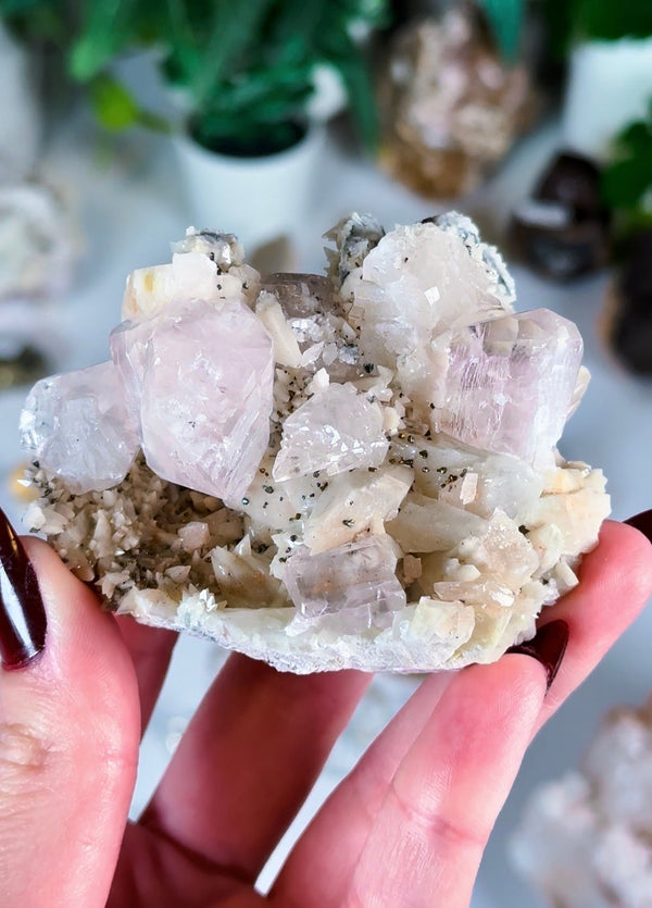 Lavender Calcite with Chalcopyrite from Daye, Hubei, China