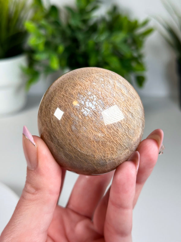 Flashy Peach Moonstone Sphere from Madagascar