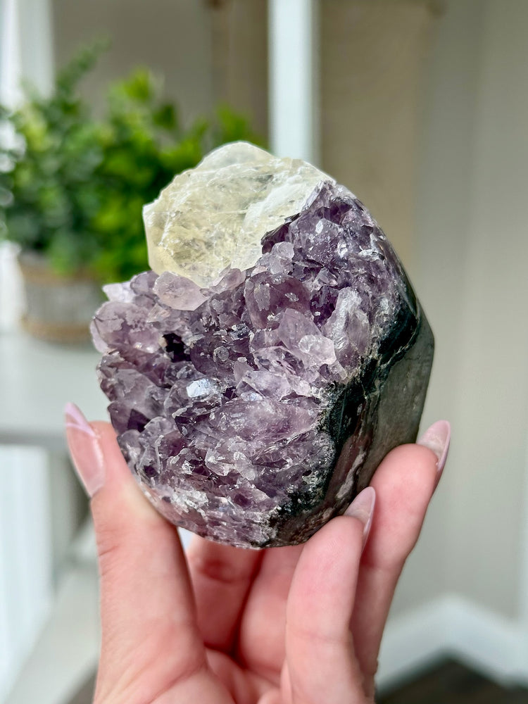 Druzy Amethyst With Calcite Free Form From Uruguay #8