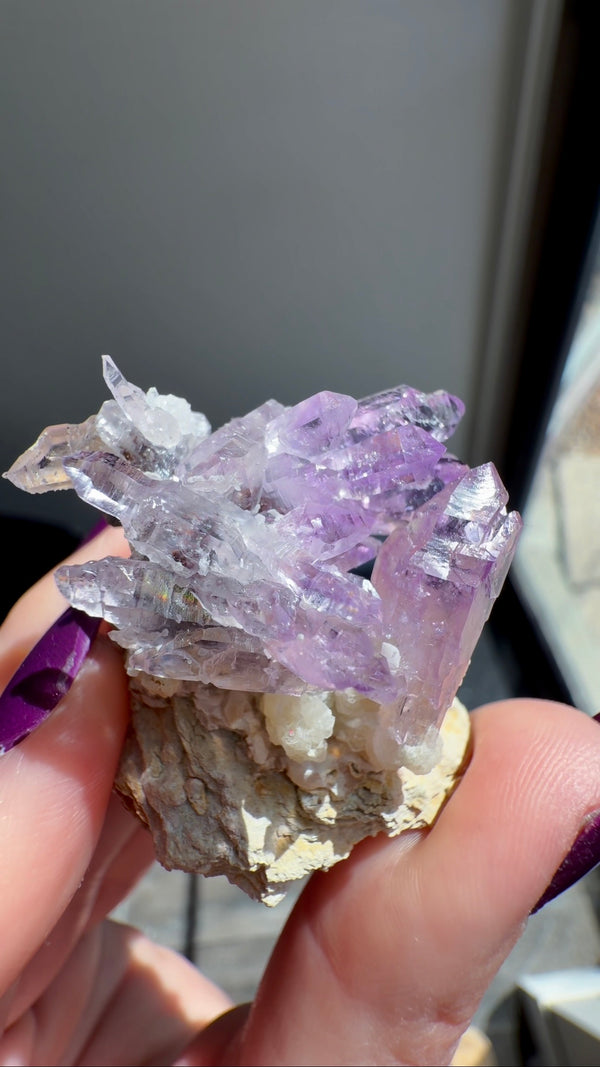 Amethyst "Flowers" with Sceptres, Reverse Sceptres & Calcite Associations on Matrix from "La Troje" Mine in Veracruz, Mexico (New Find!)