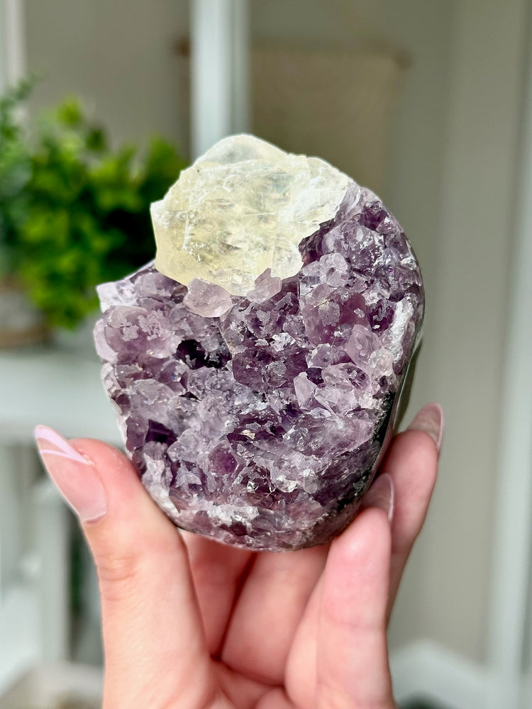 Druzy Amethyst With Calcite Free Form From Uruguay #8