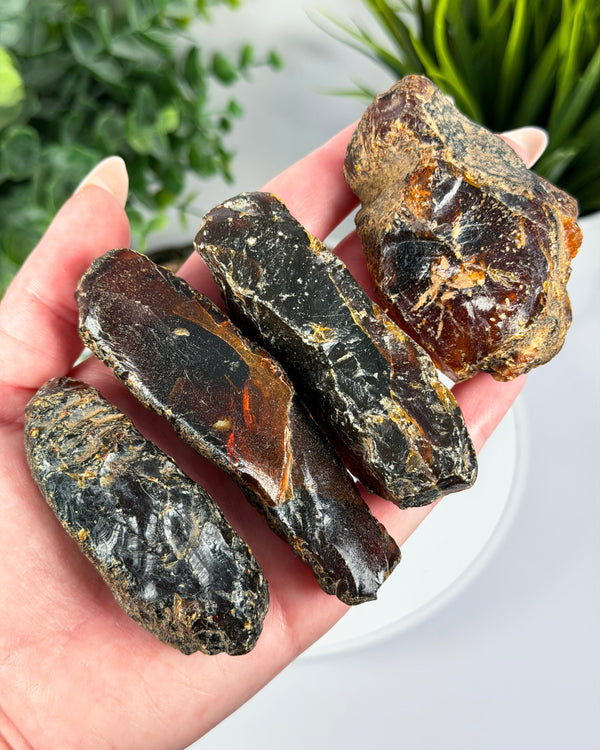 Raw Sumatran Blue Amber from Indonesia • ONE Intuitively Selected UV Reactive Indonesian Amber Raw Chunk Specimen