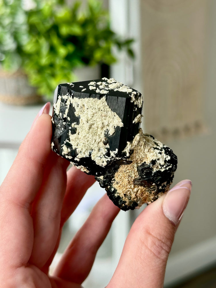 Namibian Mercedes Schorl With Calcite