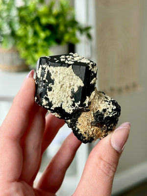 Namibian Mercedes Schorl With Calcite