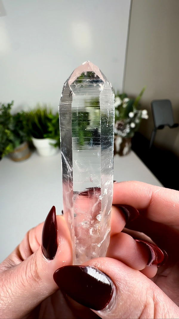 Water Clear Colombian Lemurian Quartz DOW Crystal with "Blue Mist" / "Blue Smoke" (aka Blue Needles)