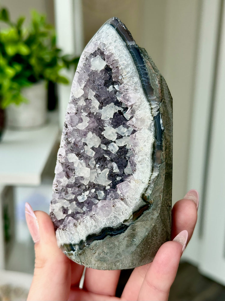 Druzy Amethyst With Calcite Free Form From Uruguay #1