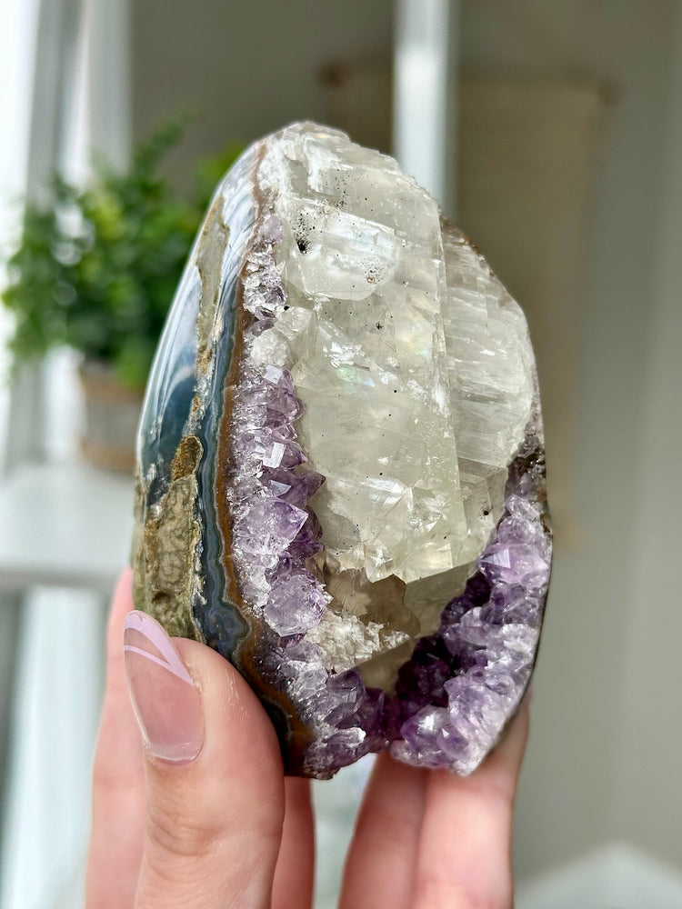 Druzy Amethyst With Calcite Free Form From Uruguay #2