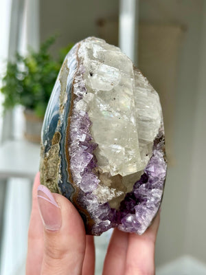 Druzy Amethyst With Calcite Free Form From Uruguay #2