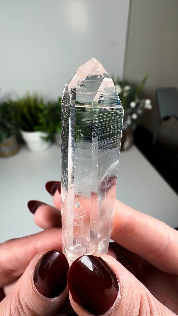 Water Clear Colombian Lemurian Quartz DOW Crystal with "Blue Mist" / "Blue Smoke" (aka Blue Needles)