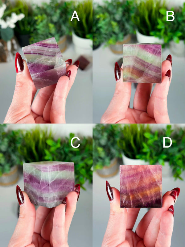 Rainbow Fluorite Corner Cut Cubes • Choose Your Own!