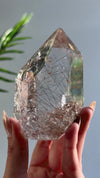 Large Statement Black & Silver Rutile Quartz with Brookite Inclusions Chunky Cut Tower from Diamantina, Brazil
