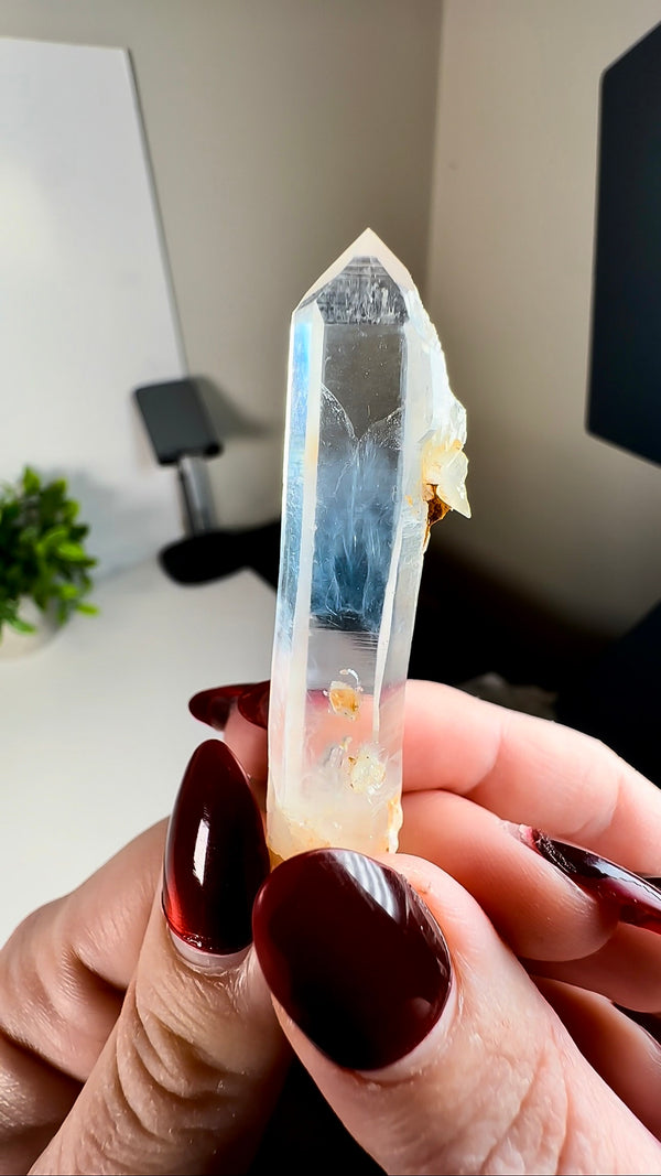 Water Clear Colombian Lemurian Quartz with "Blue Mist" / "Blue Smoke" (aka Blue Needles) & Mini Manifestation / Penetrator Quartz Crystals!