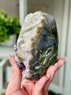 Druzy Amethyst With Calcite Free Form From Uruguay #2