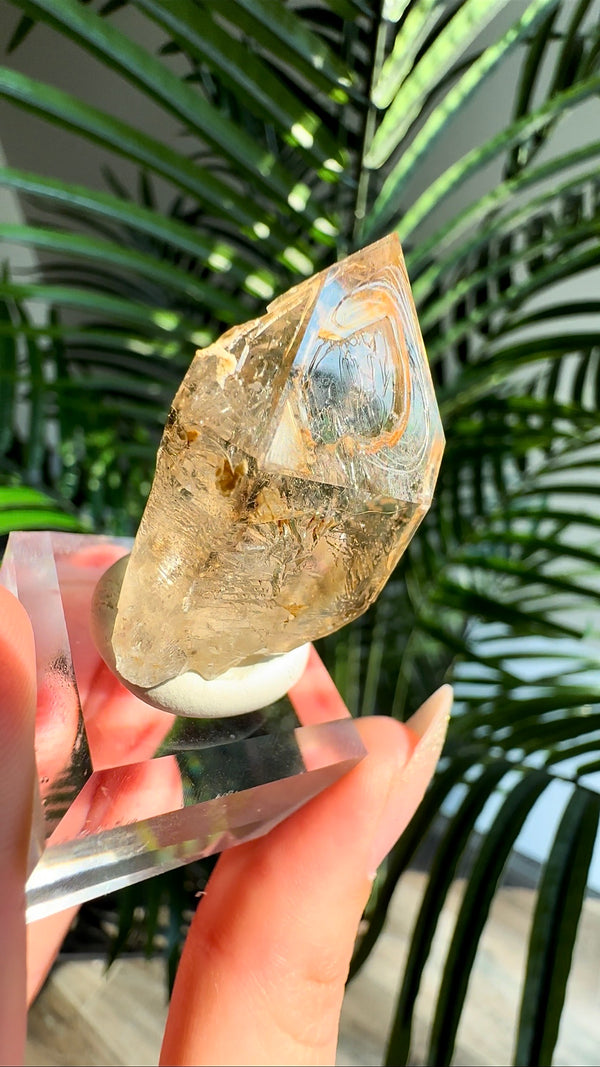 Enhydro Smokey Skeletal Fenster Quartz from Goboboseb Mountains, Brandberg Area, Erongo Region, Namibia