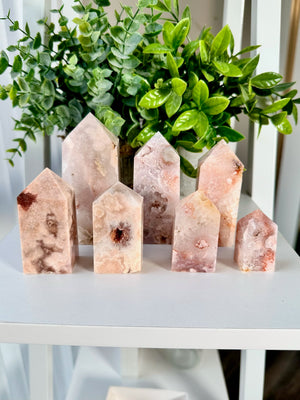 Pink Amethyst & Flower Agate Towers • Choose Your Own!