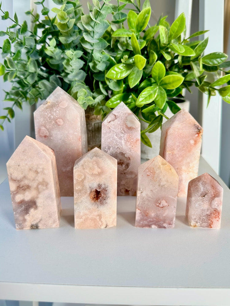 Pink Amethyst & Flower Agate Towers • Choose Your Own!