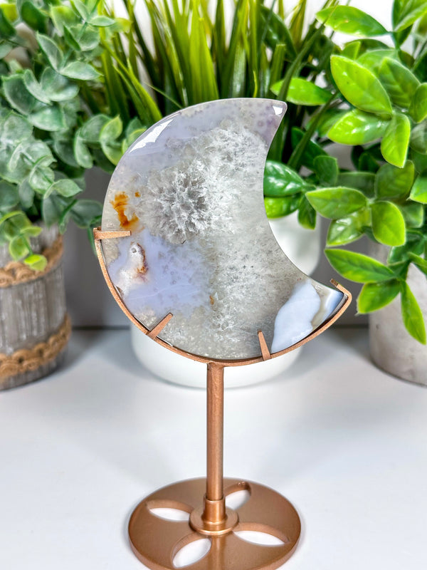 Agate Moon Carving with Custom Display Stand