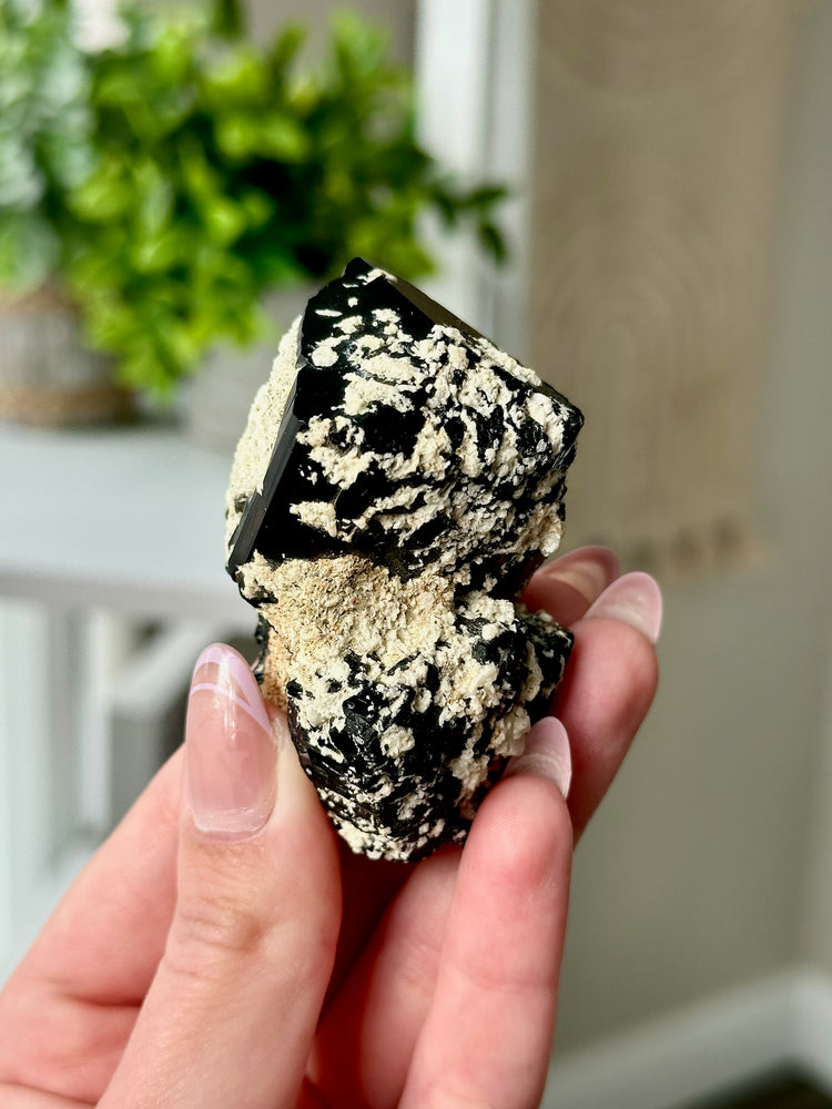 Namibian Mercedes Schorl With Calcite